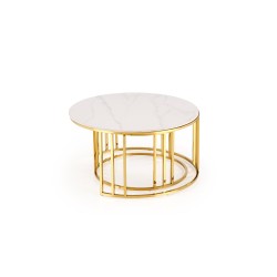 'MERCURY 3 set of 2 benches, color: white marble / gold' 'MERCURY 3 set of 2 benches, color: white marble / gold'