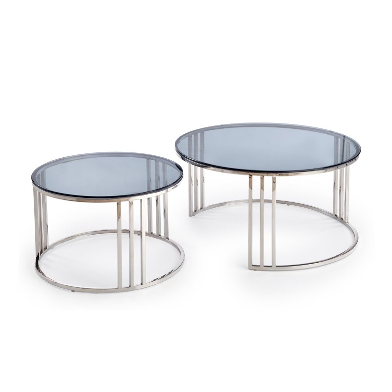 'MERCURY Set of 2 Benches, Frame - Silver, Glass - Smoked' 'MERCURY Set of 2 Benches, Frame - Silver, Glass - Smoked'
