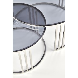 'MERCURY Set of 2 Benches, Frame - Silver, Glass - Smoked' 'MERCURY Set of 2 Benches, Frame - Silver, Glass - Smoked'