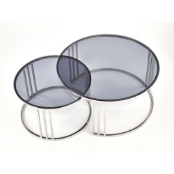 'MERCURY Set of 2 Benches, Frame - Silver, Glass - Smoked' 'MERCURY Set of 2 Benches, Frame - Silver, Glass - Smoked'