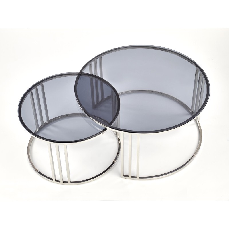 'MERCURY Set of 2 Benches, Frame - Silver, Glass - Smoked' 'MERCURY Set of 2 Benches, Frame - Silver, Glass - Smoked'