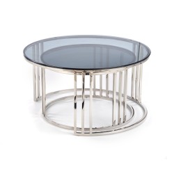 'MERCURY Set of 2 Benches, Frame - Silver, Glass - Smoked' 'MERCURY Set of 2 Benches, Frame - Silver, Glass - Smoked'