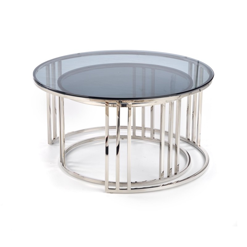'MERCURY Set of 2 Benches, Frame - Silver, Glass - Smoked' 'MERCURY Set of 2 Benches, Frame - Silver, Glass - Smoked'
