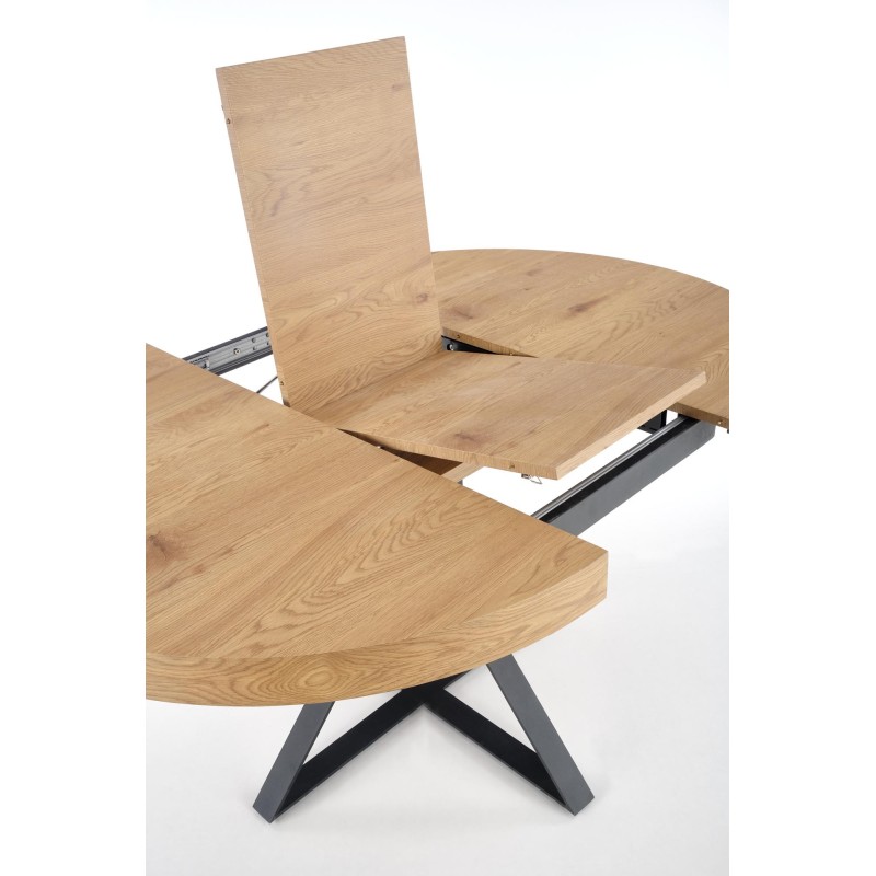 'MERCY Extendable Table, Top - Golden Oak, Legs - Black' 'MERCY Extendable Table, Top - Golden Oak, Legs - Black'