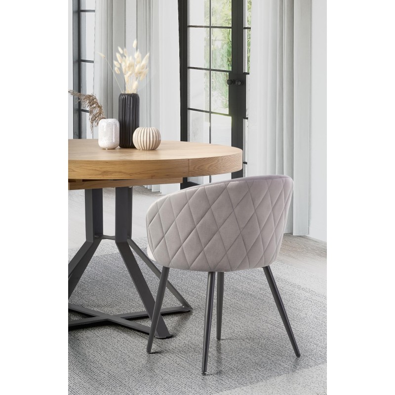 'MERCY Extendable Table, Top - Golden Oak, Legs - Black' 'MERCY Extendable Table, Top - Golden Oak, Legs - Black'