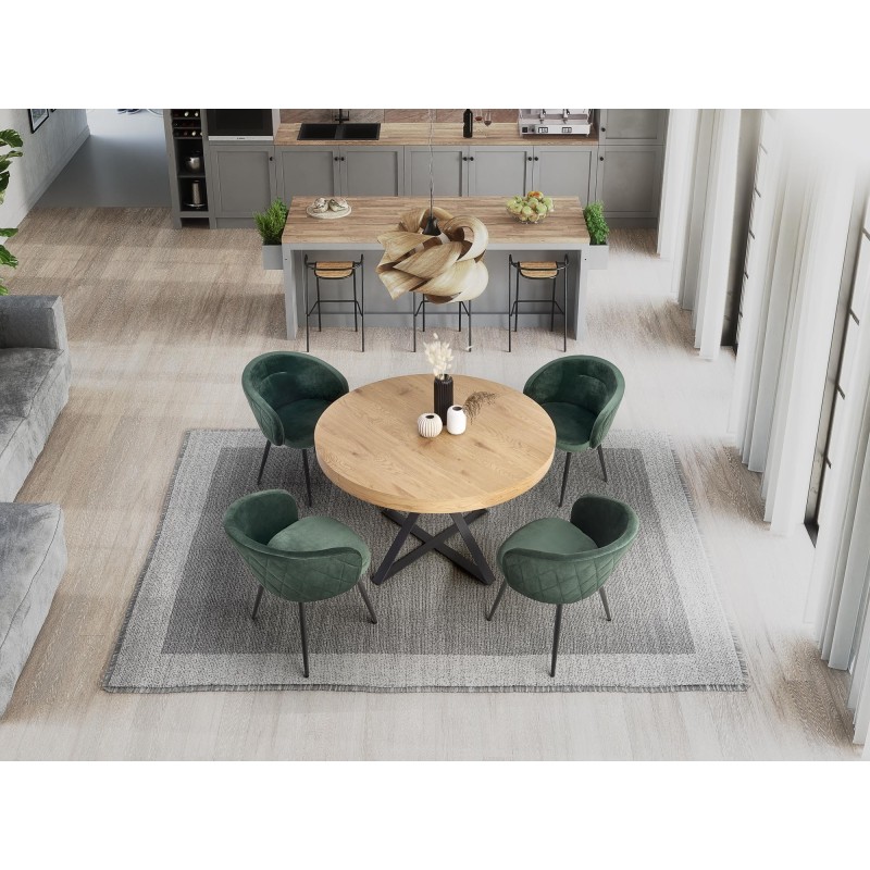 'MERCY Extendable Table, Top - Golden Oak, Legs - Black' 'MERCY Extendable Table, Top - Golden Oak, Legs - Black'