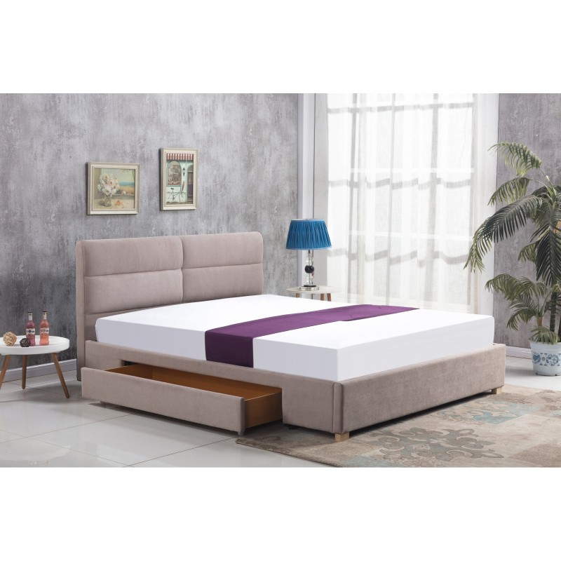 'MERIDA Bed with Drawer Beige' 'MERIDA Bed with Drawer Beige'