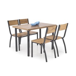 'MILTON set table + 4 chairs, natural / black'