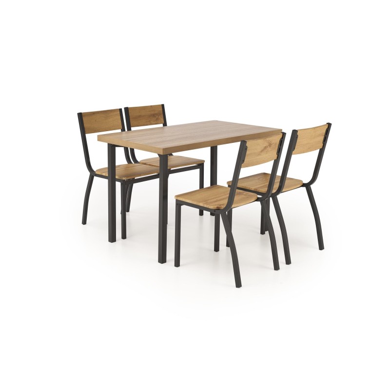 'MILTON set table + 4 chairs, natural / black' 'MILTON set table + 4 chairs, natural / black'