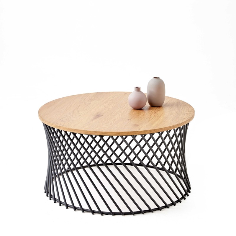 'MINERWA 2 Coffee Table Top - Golden Oak, Frame - Black' 'MINERWA 2 Coffee Table Top - Golden Oak, Frame - Black'