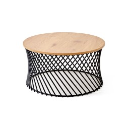 'MINERWA 2 Coffee Table Top - Golden Oak, Frame - Black' 'MINERWA 2 Coffee Table Top - Golden Oak, Frame - Black'