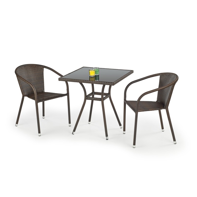 'MOBIL Garden Table, Color: Glass - Black, Rattan - Dark Brown' 'MOBIL Garden Table, Color: Glass - Black, Rattan - Dark Brown'