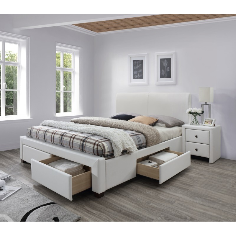 'MODENA 2 Upholstered Bed with Drawers White' 'MODENA 2 Upholstered Bed with Drawers White'