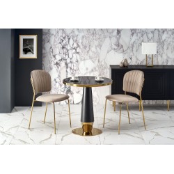 "MOLINA Round Table, Black Marble / Black / Gold"