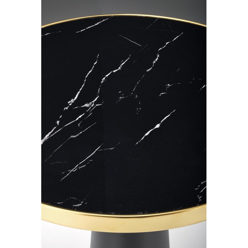 "MOLINA Round Table, Black Marble / Black / Gold" "MOLINA Round Table, Black Marble / Black / Gold"