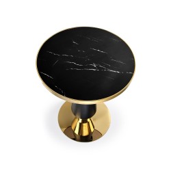 "MOLINA Round Table, Black Marble / Black / Gold" "MOLINA Round Table, Black Marble / Black / Gold"