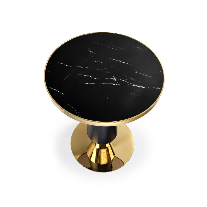 "MOLINA Round Table, Black Marble / Black / Gold" "MOLINA Round Table, Black Marble / Black / Gold"