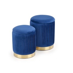 'MONTY set of 2 poufs, navy blue'