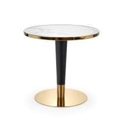 "MORATA Round Table, White Marble / Black / Gold" "MORATA Round Table, White Marble / Black / Gold"