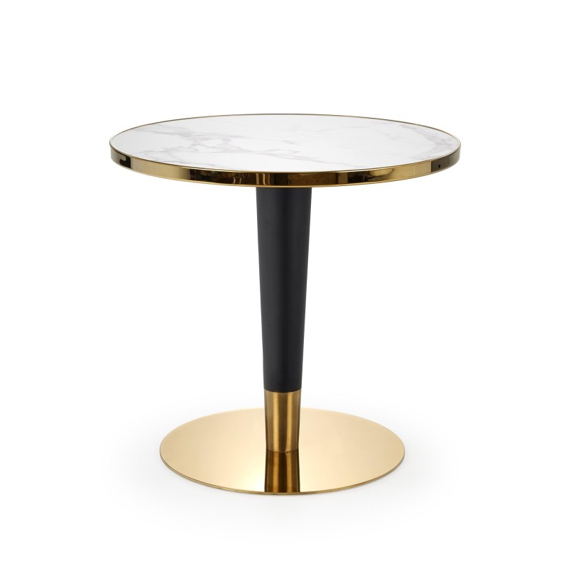 "MORATA Round Table, White Marble / Black / Gold" "MORATA Round Table, White Marble / Black / Gold"