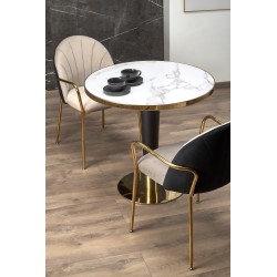 "MORATA Round Table, White Marble / Black / Gold" "MORATA Round Table, White Marble / Black / Gold"