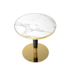 "MORATA Round Table, White Marble / Black / Gold" "MORATA Round Table, White Marble / Black / Gold"