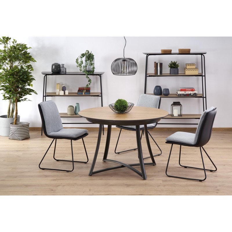 'MORETTI Extendable Table Top - Golden Oak / Ash Grey, Legs - Anthracite' 'MORETTI Extendable Table Top - Golden Oak / Ash Grey, Legs - Anthracite'
