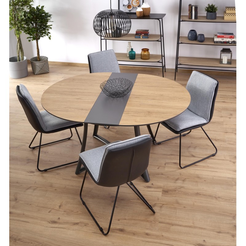 'MORETTI Extendable Table Top - Golden Oak / Ash Grey, Legs - Anthracite' 'MORETTI Extendable Table Top - Golden Oak / Ash Grey, Legs - Anthracite'