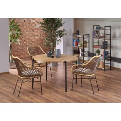 'MORGAN Round Golden Oak / Black Table'