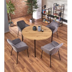 'MORGAN Round Golden Oak / Black Table' 'MORGAN Round Golden Oak / Black Table'