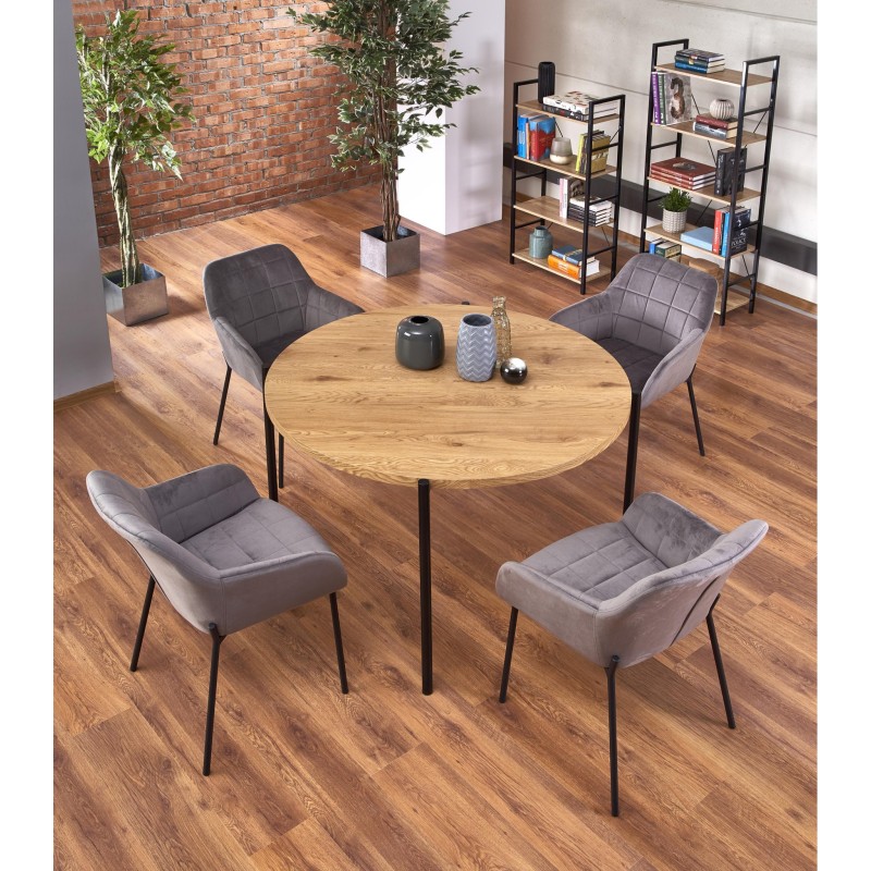 'MORGAN Round Golden Oak / Black Table' 'MORGAN Round Golden Oak / Black Table'