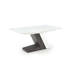 'MORTIS Extendable Table Top - White, Leg - White / Dark Ash' 'MORTIS Extendable Table Top - White, Leg - White / Dark Ash'
