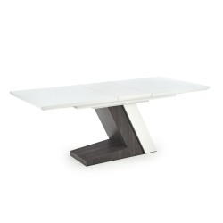 'MORTIS Extendable Table Top - White, Leg - White / Dark Ash' 'MORTIS Extendable Table Top - White, Leg - White / Dark Ash'