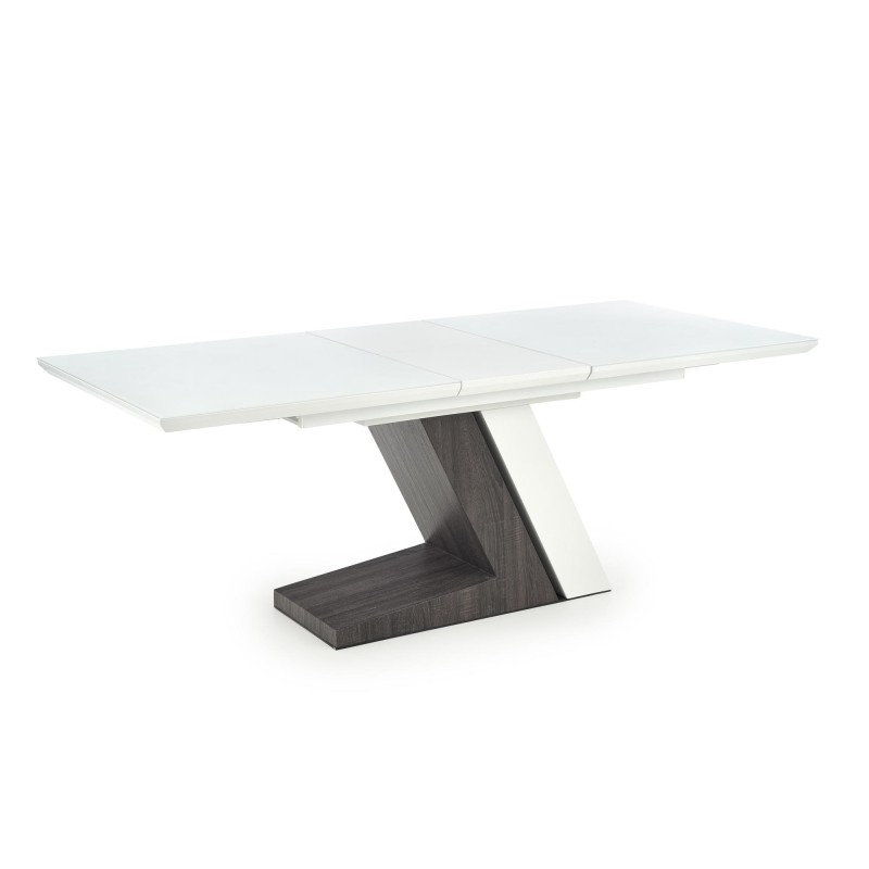 'MORTIS Extendable Table Top - White, Leg - White / Dark Ash' 'MORTIS Extendable Table Top - White, Leg - White / Dark Ash'
