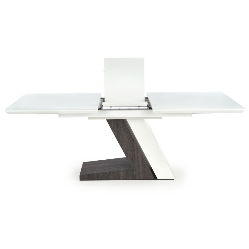 'MORTIS Extendable Table Top - White, Leg - White / Dark Ash' 'MORTIS Extendable Table Top - White, Leg - White / Dark Ash'