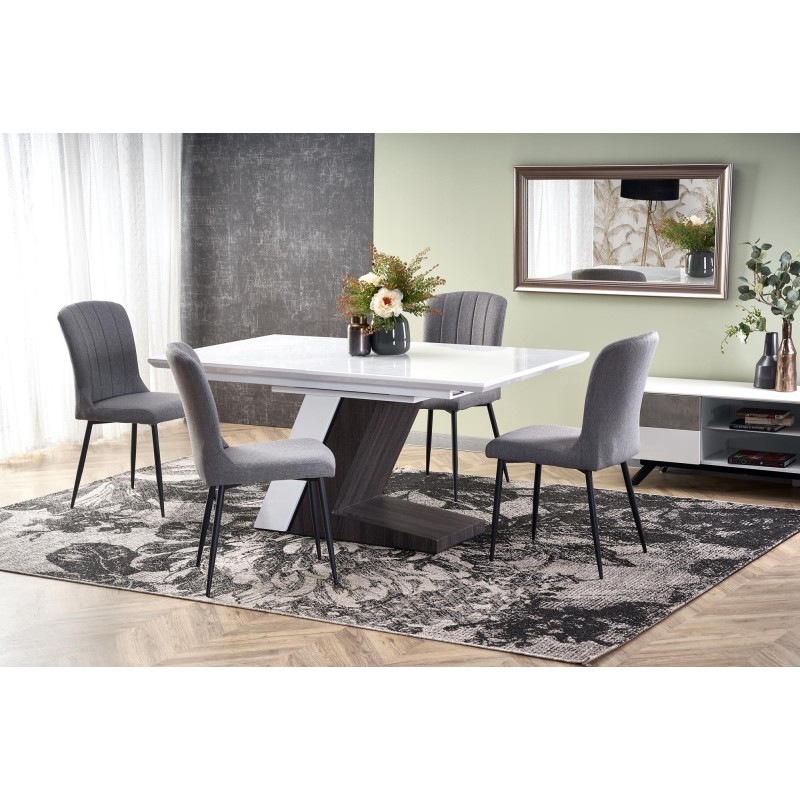 'MORTIS Extendable Table Top - White, Leg - White / Dark Ash' 'MORTIS Extendable Table Top - White, Leg - White / Dark Ash'