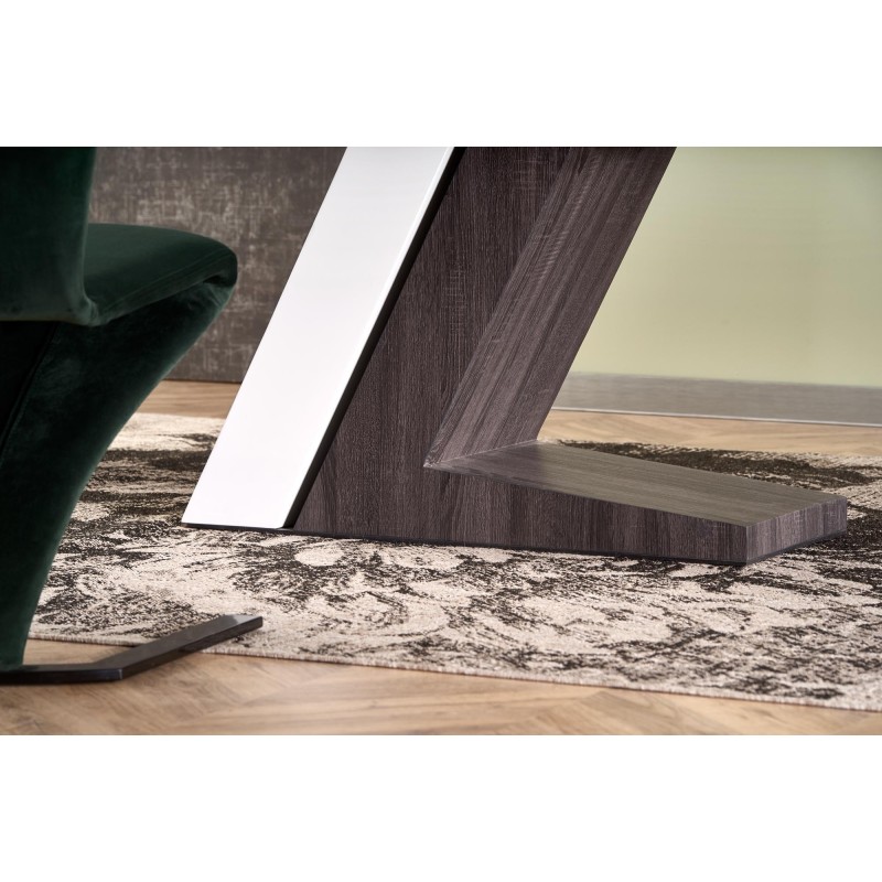 'MORTIS Extendable Table Top - White, Leg - White / Dark Ash' 'MORTIS Extendable Table Top - White, Leg - White / Dark Ash'