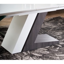 'MORTIS Extendable Table Top - White, Leg - White / Dark Ash' 'MORTIS Extendable Table Top - White, Leg - White / Dark Ash'