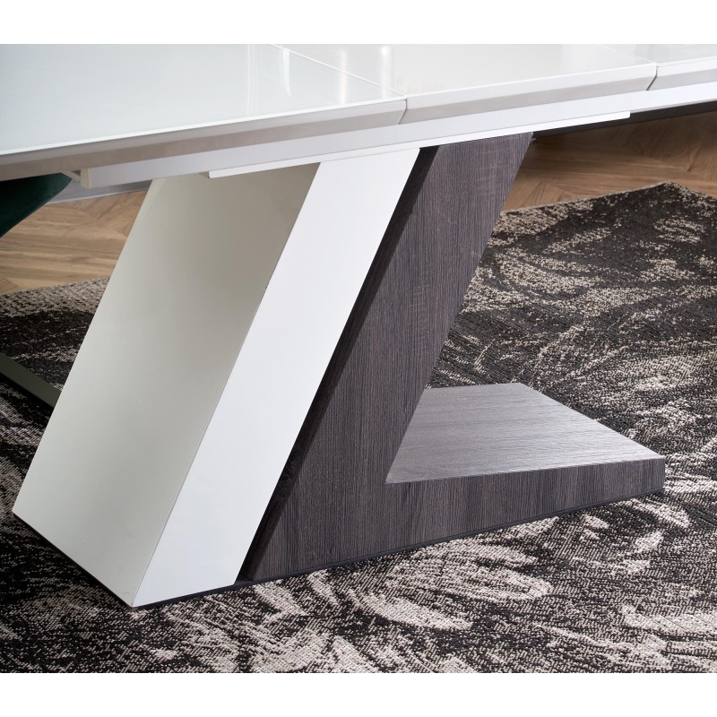'MORTIS Extendable Table Top - White, Leg - White / Dark Ash' 'MORTIS Extendable Table Top - White, Leg - White / Dark Ash'