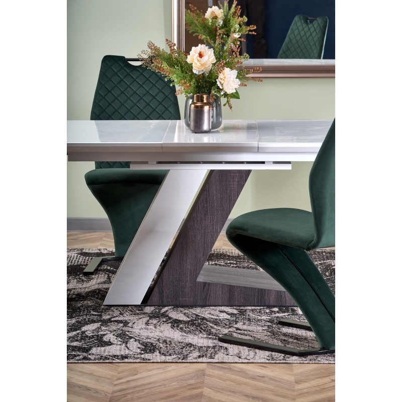'MORTIS Extendable Table Top - White, Leg - White / Dark Ash' 'MORTIS Extendable Table Top - White, Leg - White / Dark Ash'