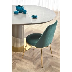 "MUSCAT Extendable Table Top - Ashen Marble, Leg - Light Ash / Gold" "MUSCAT Extendable Table Top - Ashen Marble, Leg - Light Ash / Gold"