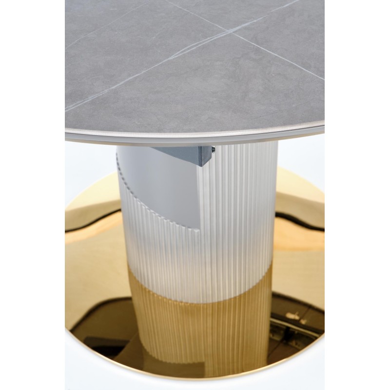 "MUSCAT Extendable Table Top - Ashen Marble, Leg - Light Ash / Gold" "MUSCAT Extendable Table Top - Ashen Marble, Leg - Light Ash / Gold"