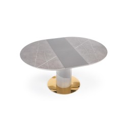 "MUSCAT Extendable Table Top - Ashen Marble, Leg - Light Ash / Gold" "MUSCAT Extendable Table Top - Ashen Marble, Leg - Light Ash / Gold"