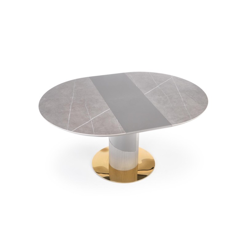 "MUSCAT Extendable Table Top - Ashen Marble, Leg - Light Ash / Gold" "MUSCAT Extendable Table Top - Ashen Marble, Leg - Light Ash / Gold"