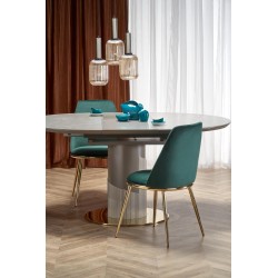 "MUSCAT Extendable Table Top - Ashen Marble, Leg - Light Ash / Gold" "MUSCAT Extendable Table Top - Ashen Marble, Leg - Light Ash / Gold"
