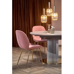 "MUSCAT Extendable Table Top - Ashen Marble, Leg - Light Ash / Gold" "MUSCAT Extendable Table Top - Ashen Marble, Leg - Light Ash / Gold"