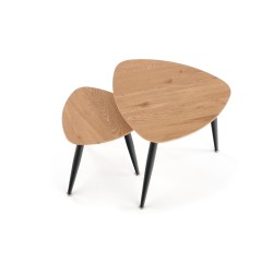 'NICEA 2, Set of 2 Golden Oak/Black Benches' 'NICEA 2, Set of 2 Golden Oak/Black Benches'