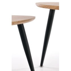 'NICEA 2, Set of 2 Golden Oak/Black Benches' 'NICEA 2, Set of 2 Golden Oak/Black Benches'