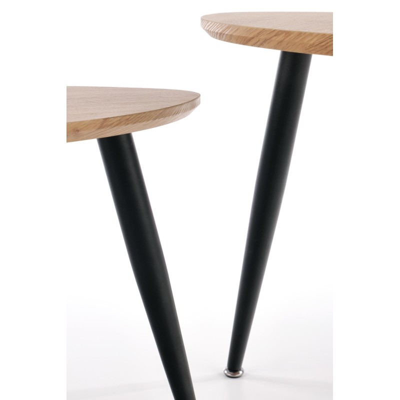'NICEA 2, Set of 2 Golden Oak/Black Benches' 'NICEA 2, Set of 2 Golden Oak/Black Benches'