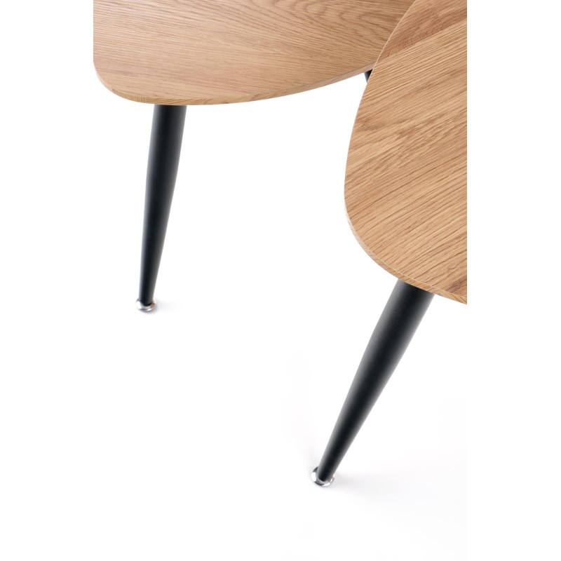 'NICEA 2, Set of 2 Golden Oak/Black Benches' 'NICEA 2, Set of 2 Golden Oak/Black Benches'